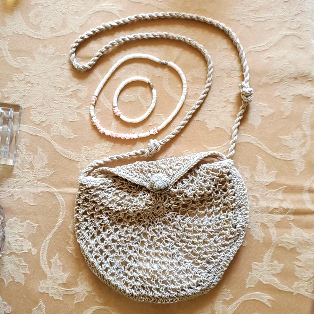 Vintage crochet Italian made Crossover Bag